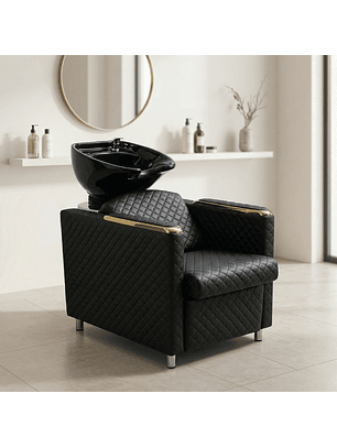 Lavapelo Profesional para Peluquería con taza de Cerámica y Detalles Dorados | DHANI Store Legado Dorado