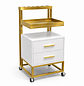 Carrito Ayudante de Peluquería Profesional con Cajones y Ruedas | Blanco y Dorado - Miniatura 2