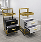 Carrito Ayudante de Peluquería Profesional con Cajones y Ruedas | Blanco y Dorado - Miniatura 5