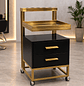 Carrito Ayudante de Peluquería Profesional con Cajones y Ruedas | Negro y Dorado - Miniatura 3