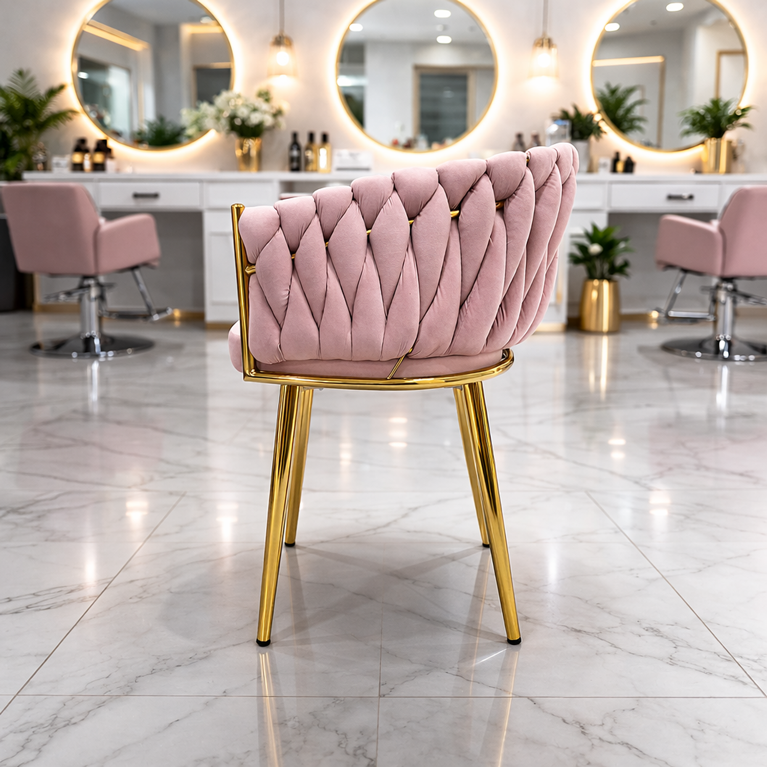 Silla Manicure Margaret con Patas Doradas para Salón de Belleza 8