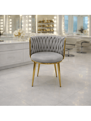 Silla de Manicure Velvet con Patas Doradas – Estilo Elegante para Salón de Belleza