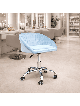 Silla de Manicure con Ruedas Tapizada – Silla Giratoria para Salón de Belleza