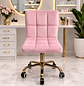 Silla de Manicure Rosada con Ruedas Base Dorada para Salón de Belleza y Estética - Miniatura 1