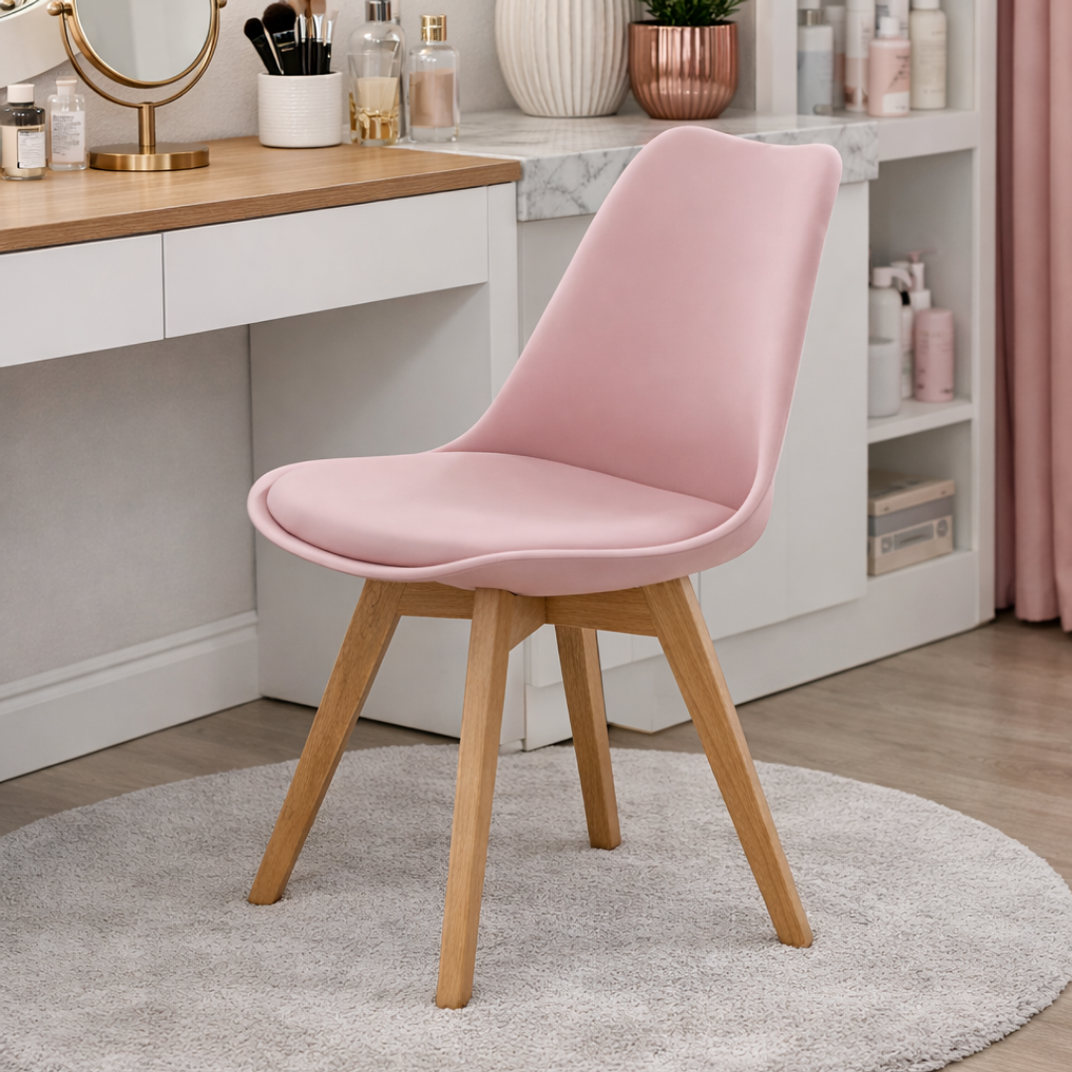 Silla Nórdica Tulip con Patas de Madera Moderna Escandinava 22