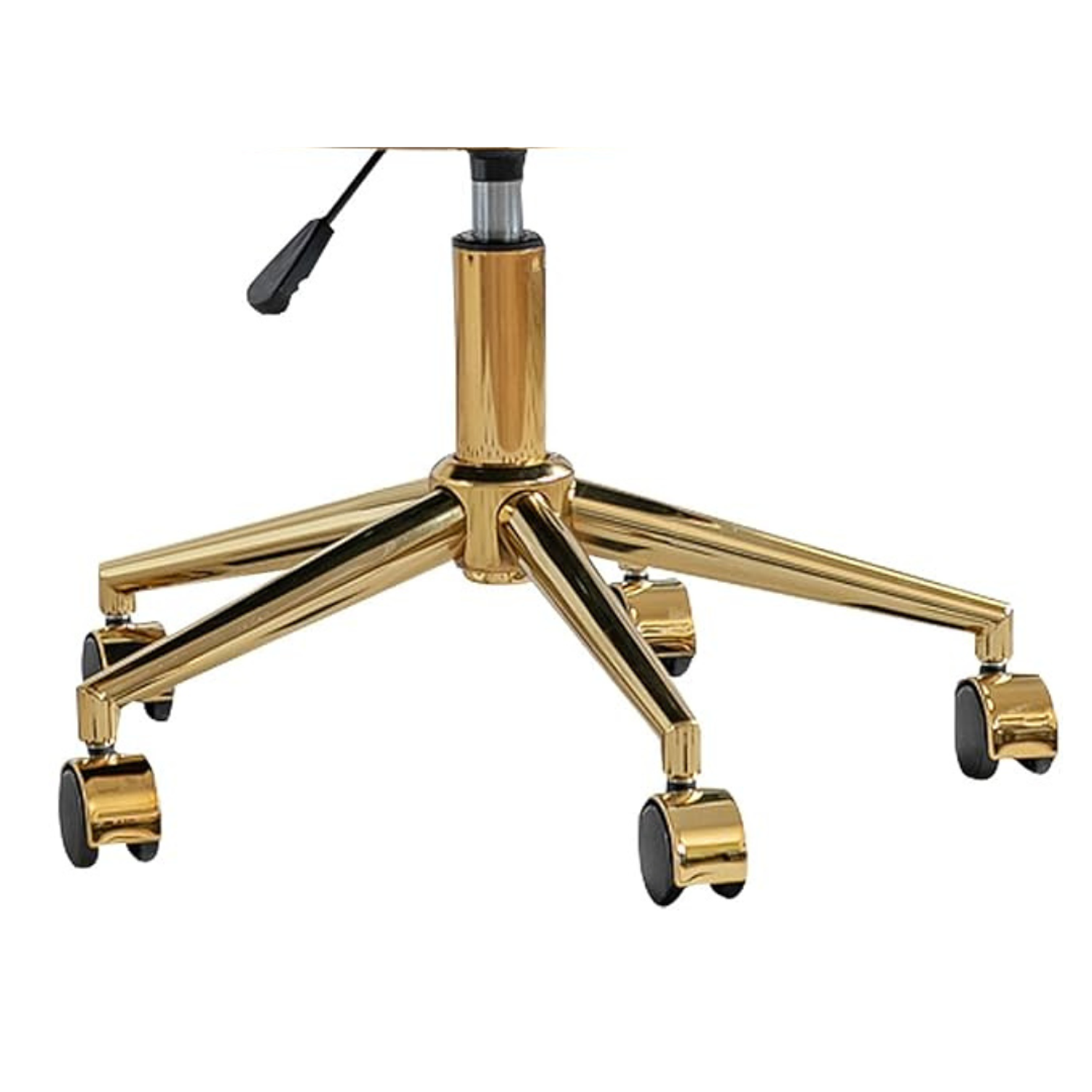 Silla Moderna de Terciopelo Acolchado Beige con Base Dorada y Ruedas para Peluquería y Oficina Velvet Royal  5