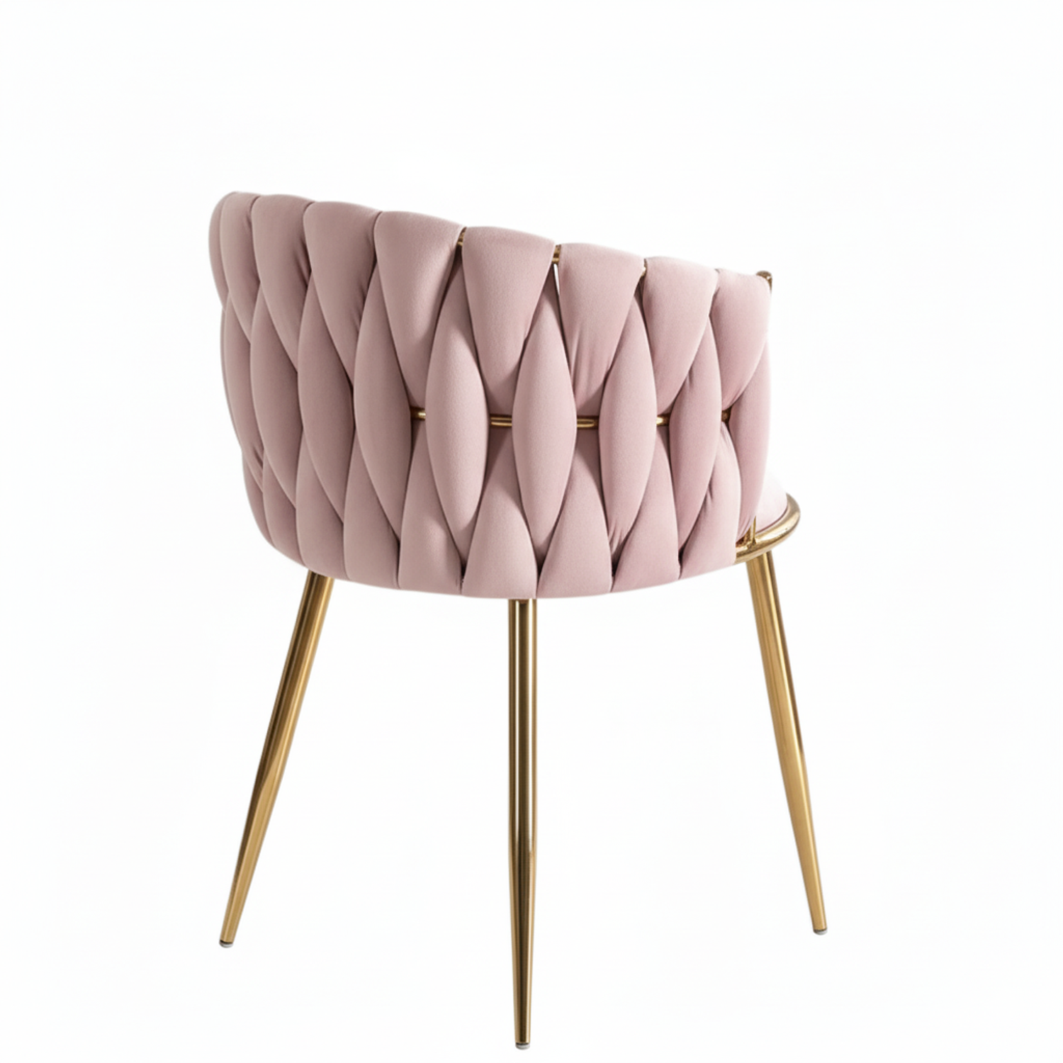 Silla de Terciopelo Rosada Acolchada con Patas Doradas Elegante Moderna para Salón de Belleza Velvet Imperial Blush 3