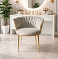 Silla ModernaTrenza de terciopelo Gris con Patas Doradas para Comedor o Tocador Aurelian - Miniatura 5