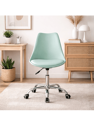 Silla Tulip Eco Cuero con Asiento Acolchado Ajustable con Ruedas EcoComfort Pro