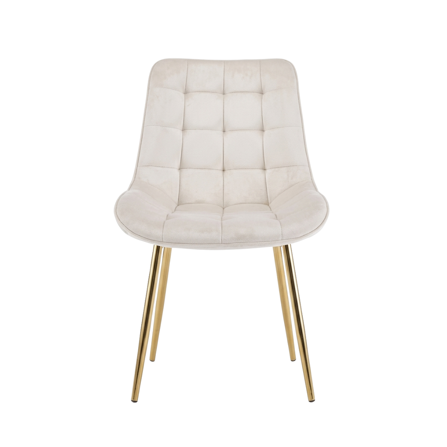 Silla Tapizada en Felpa Capitone con Patas Doradas Aurea Gold 6