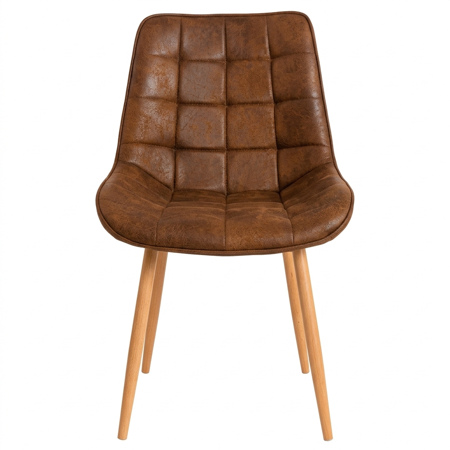 Silla Tapizada en PU Capitone con Patas Metal Color Madera WoodStyle 3