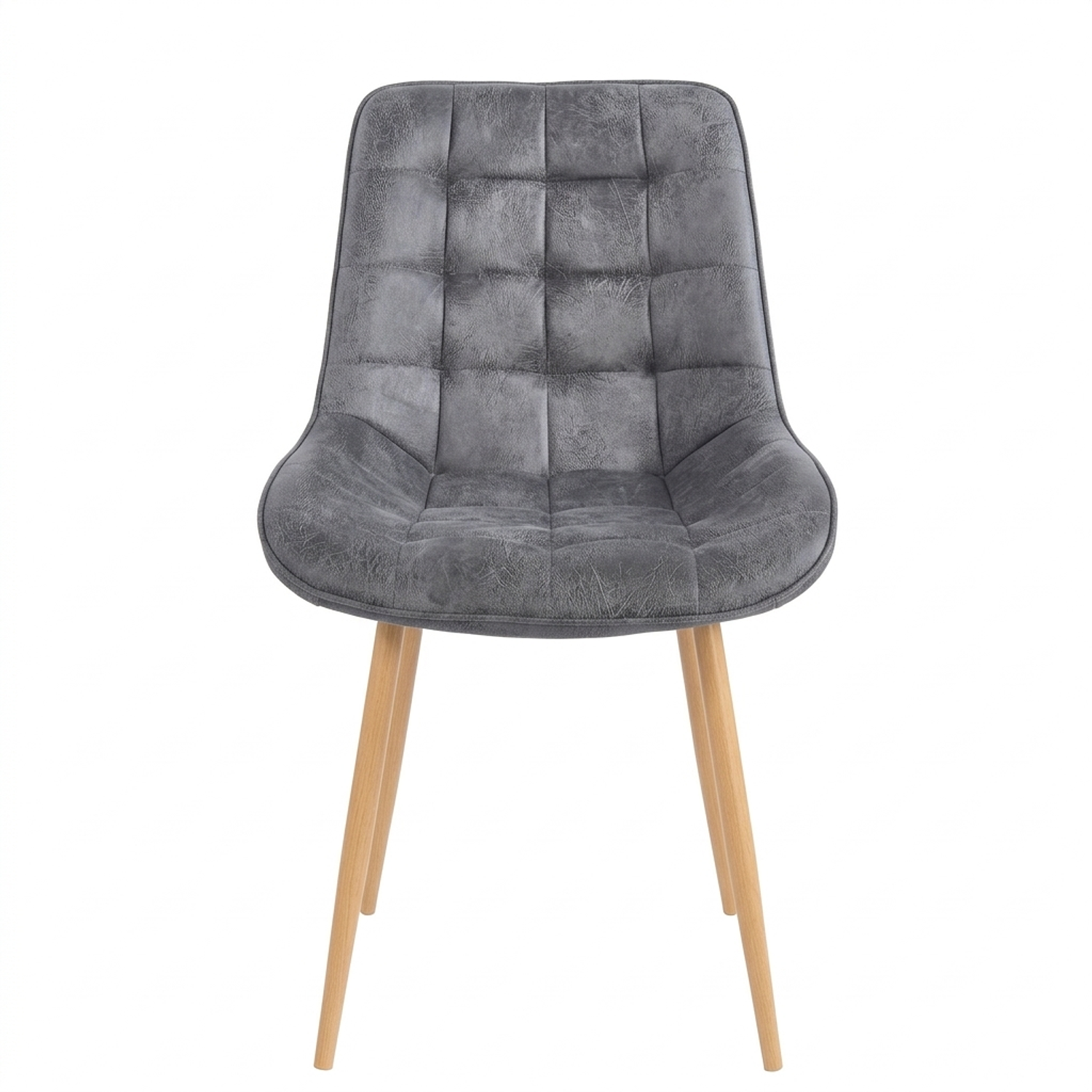 Silla Tapizada en PU Capitone con Patas Metal Color Madera WoodStyle 9