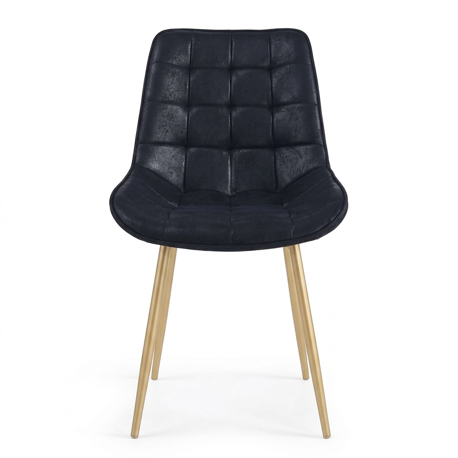 Silla Tapizada en PU Capitone con Patas Metálicas Doradas Aura 3