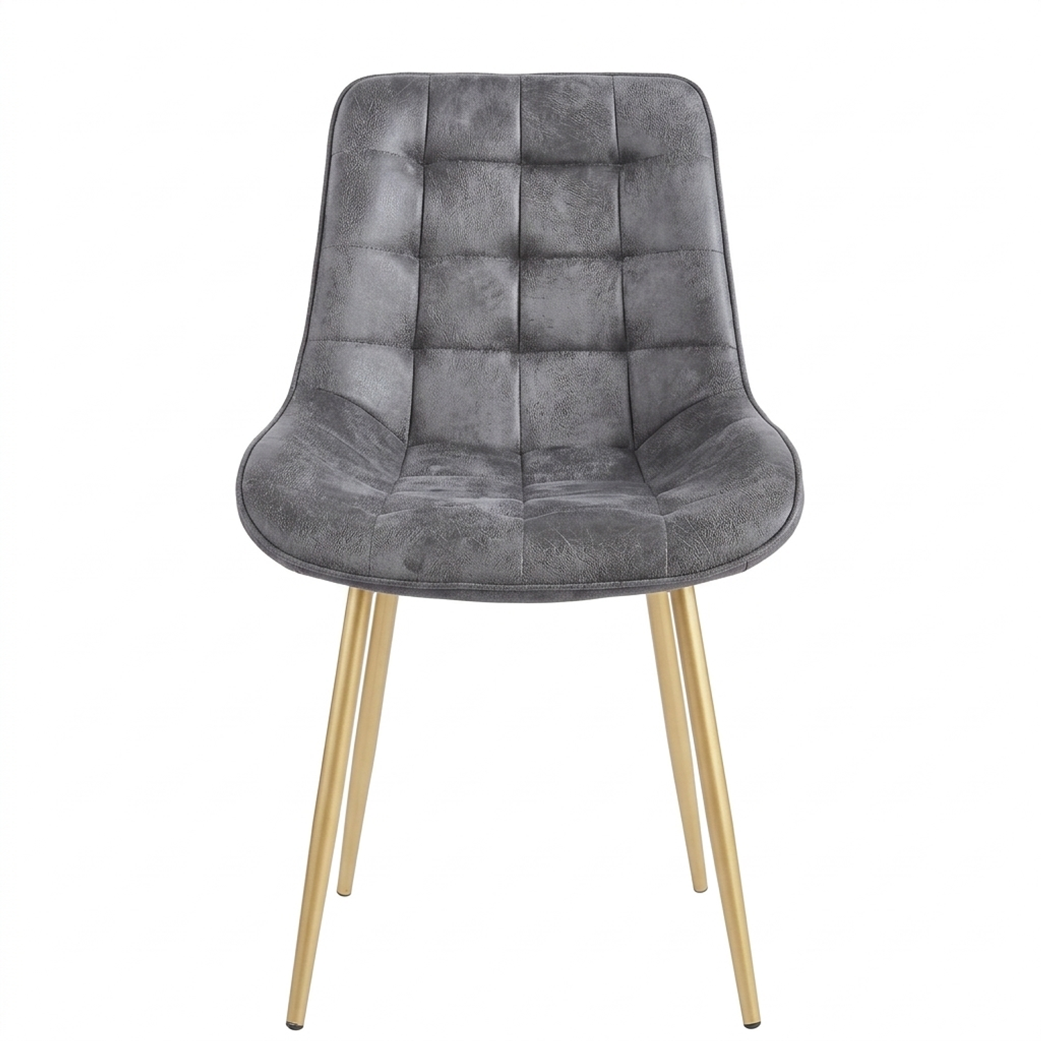 Silla Tapizada en PU Capitone con Patas Metálicas Doradas Aura 9