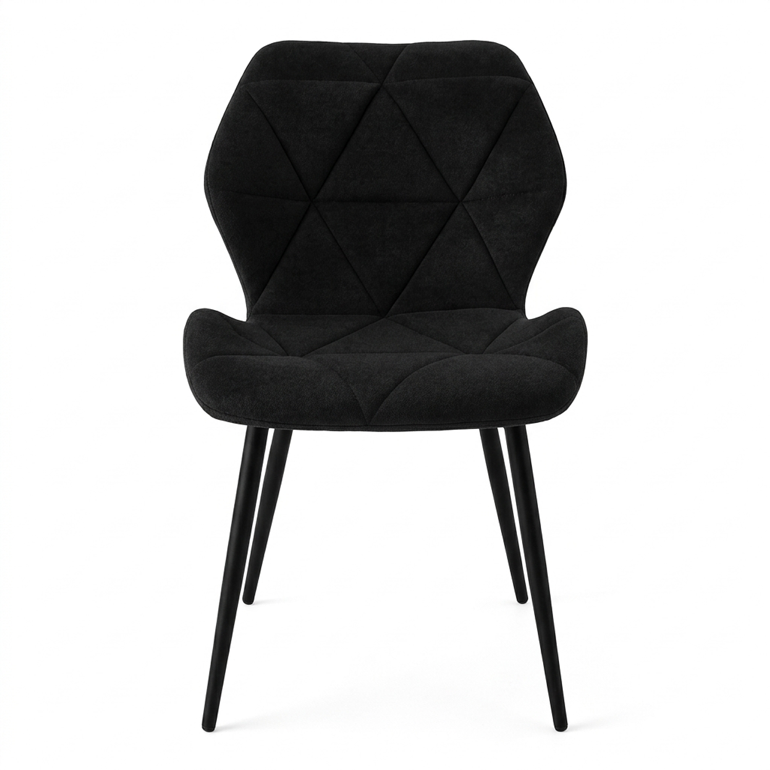 Silla Fiori Tapizada en Felpa Velvet Moderna con Diseño Geométrico y Patas Negras  3