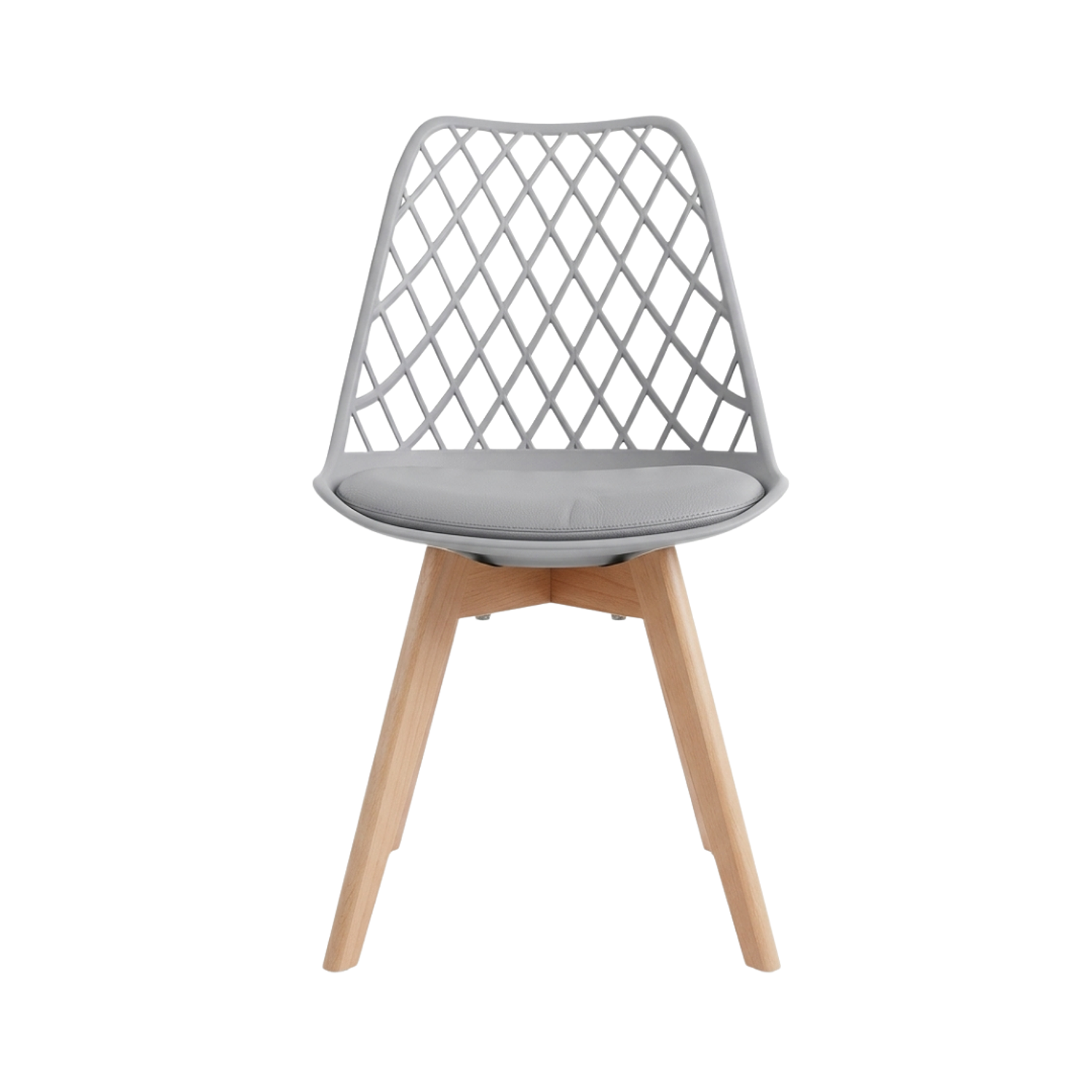 Silla Tulip Mesh de Eco Cuero con Asiento Acolchado y Patas de Madera Eco Mesh Wood 3
