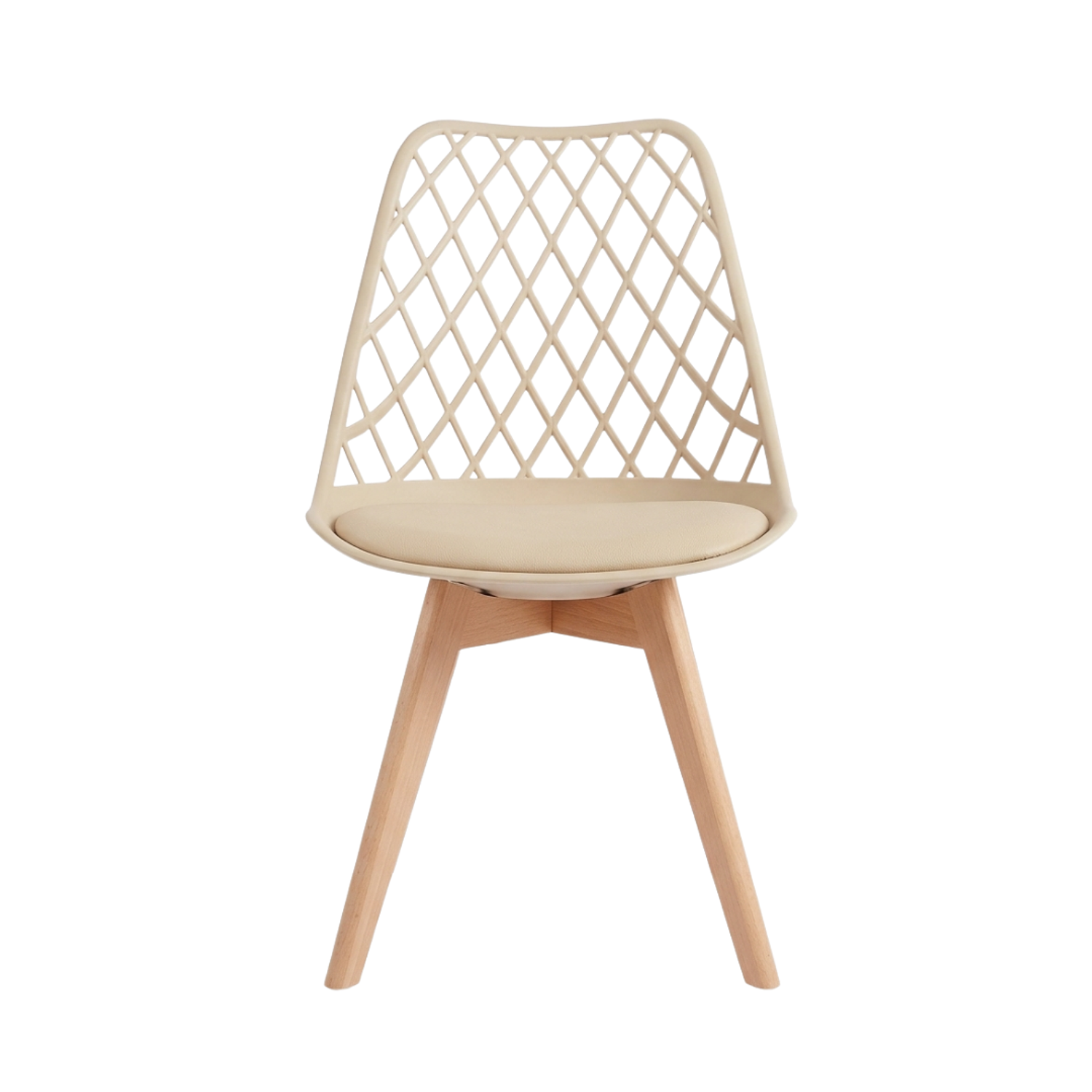 Silla Tulip Mesh de Eco Cuero con Asiento Acolchado y Patas de Madera Eco Mesh Wood 12