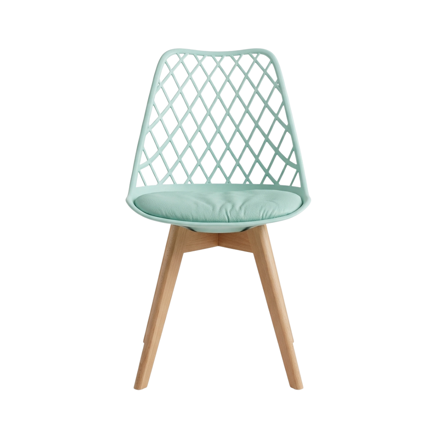 Silla Tulip Mesh de Eco Cuero con Asiento Acolchado y Patas de Madera Eco Mesh Wood 9