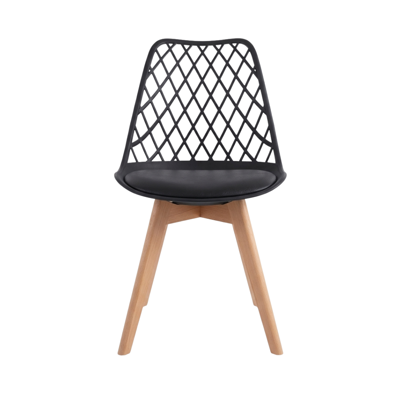 Silla Tulip Mesh de Eco Cuero con Asiento Acolchado y Patas de Madera Eco Mesh Wood 15