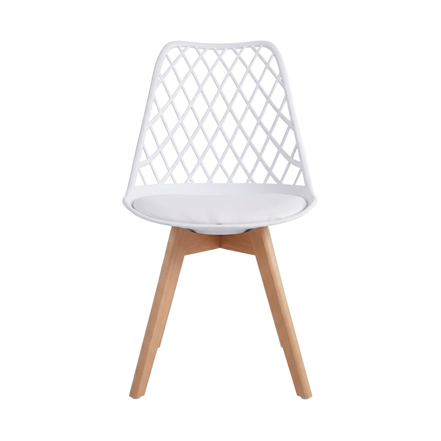 Silla Tulip Mesh de Eco Cuero con Asiento Acolchado y Patas de Madera Eco Mesh Wood 6