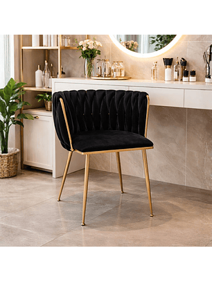 Silla Manicure de terciopelo con Patas Doradas Aurora Velvet Gold