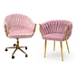 Set de 2 Sillas de Manicura Rosa Terciopelo con Patas Doradas Glam Velvet Duo - Miniatura 3