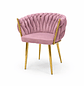 Set de 2 Sillas de Manicura Rosa Terciopelo con Patas Doradas Glam Velvet Duo - Miniatura 5