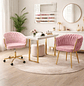 Set de 2 Sillas de Manicura Rosa Terciopelo con Patas Doradas Glam Velvet Duo - Miniatura 2