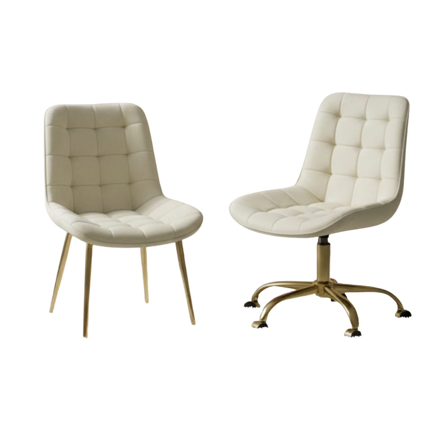 Set de 2 Sillas Dúo Fija y Giratoria Terciopelo y con Base Dorada Dúo Glam Velvet 4