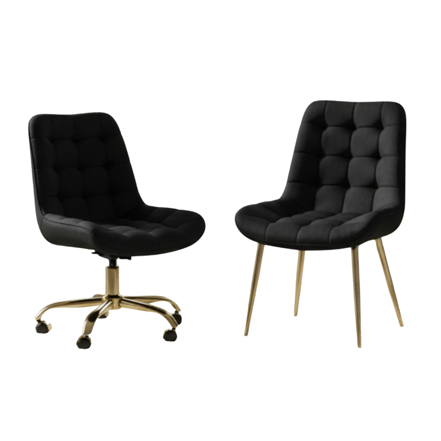 Set de 2 Sillas Dúo Fija y Giratoria Terciopelo y con Base Dorada Dúo Glam Velvet 6