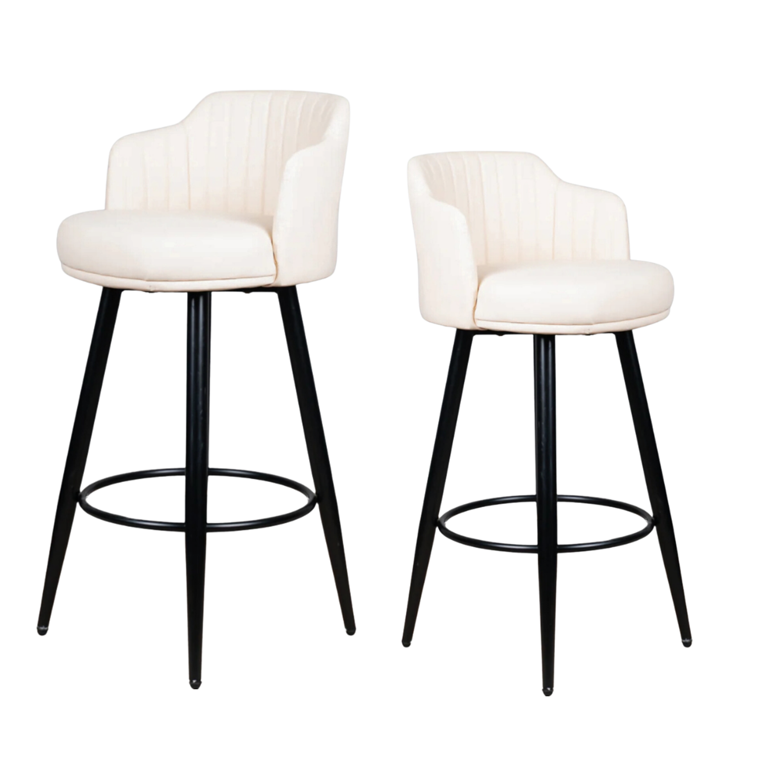 Set de 2 Taburetes de Bar 66 cm Eco Cuero Acolchados y Patas Metálicas Negras 9