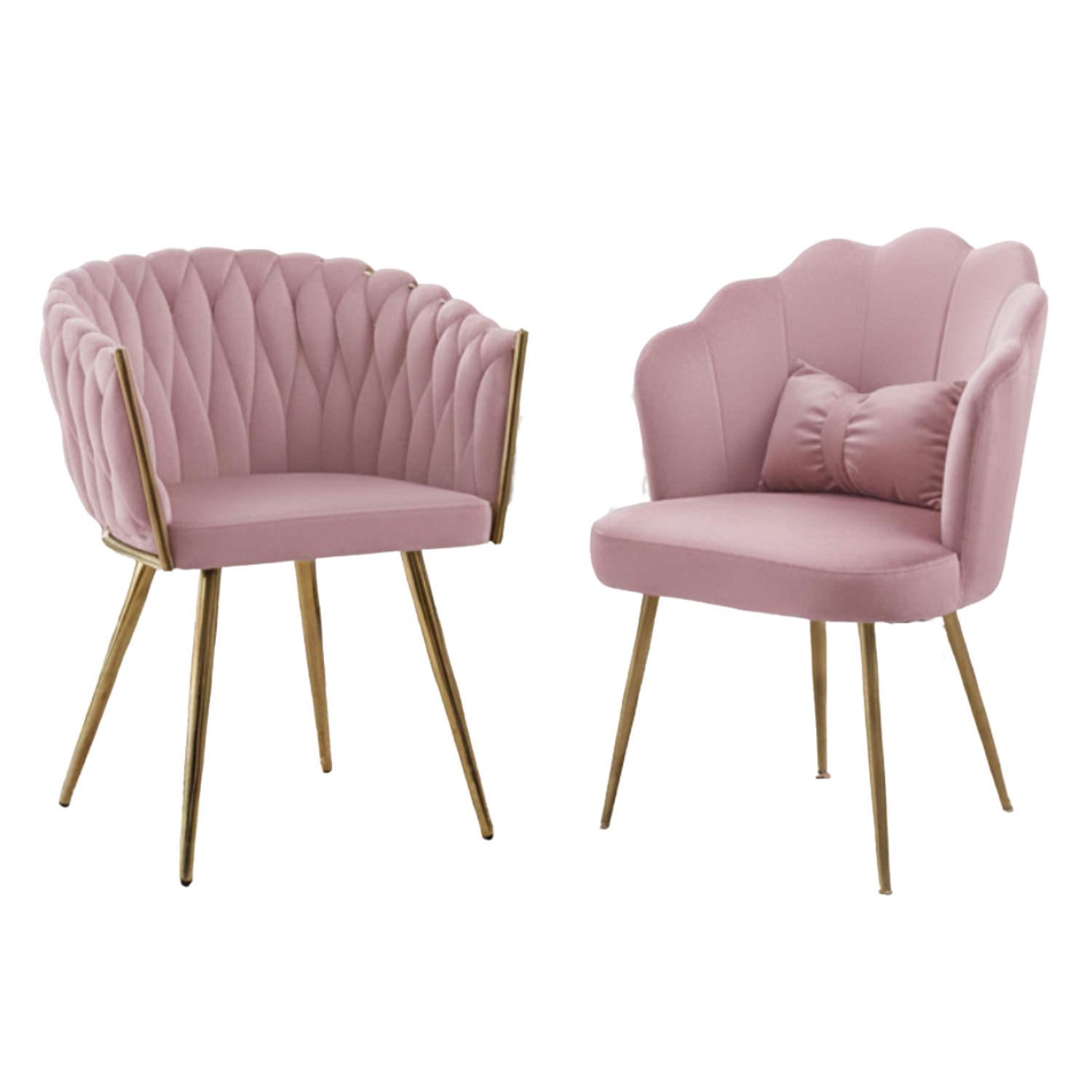 Set de 2 Sillas de Manicura Tapizadas en Felpa Velvet con Patas Doradas Aura 3