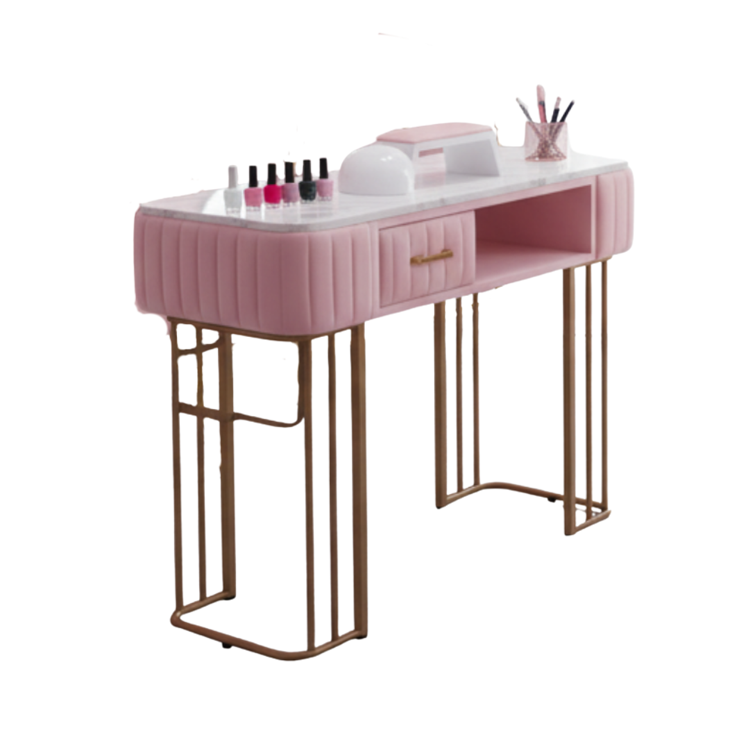 Set  Profesional de Mesa de Manicure con Silla Velvet  y Base Dorada  Glam Pro 3