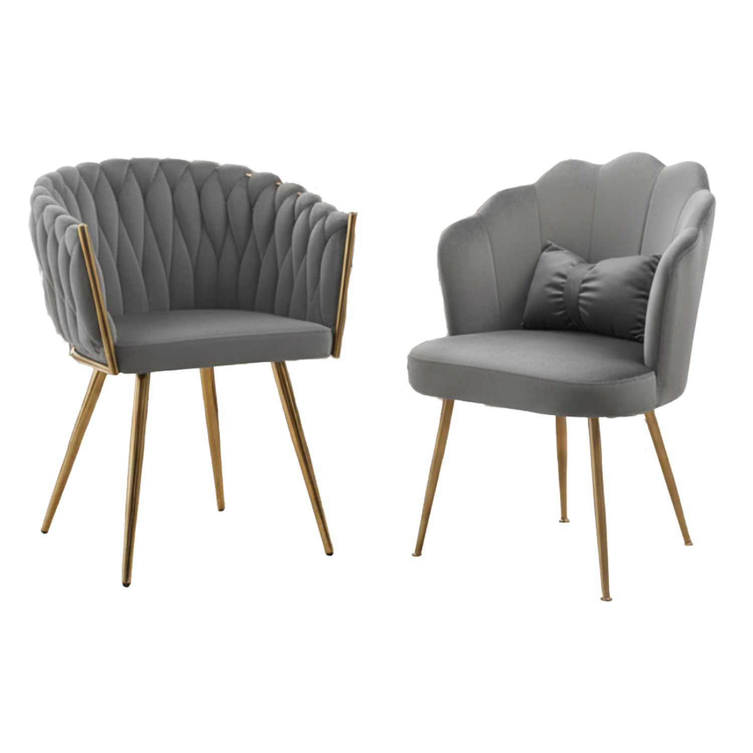 Set de 2 Sillas para Uñas y Salón de Belleza Terciopelo Premium con Patas Doradas – Sillas Profesional para Manicure  2