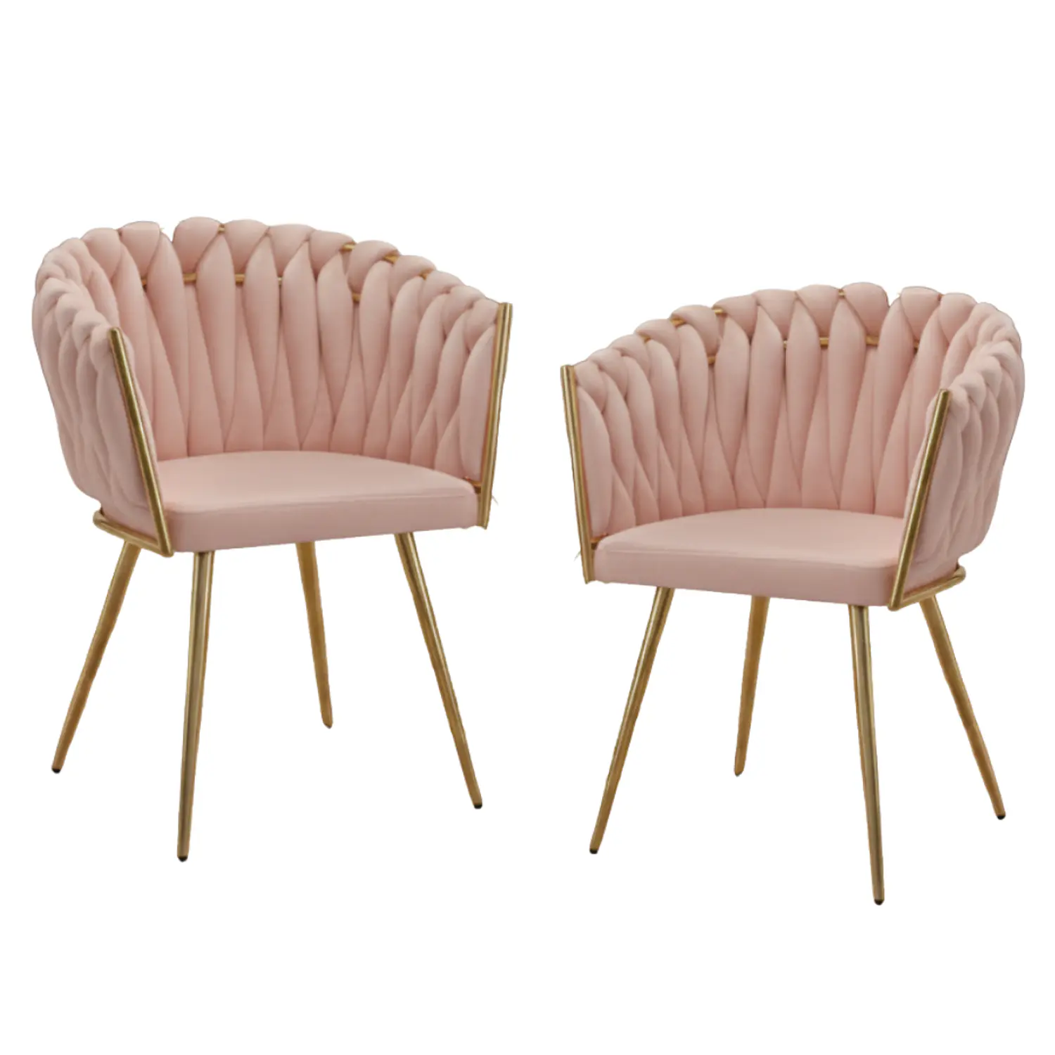 Set de 2 Sillas Manicure Profesionales Trenzada con Base Dorada para Uñas Salón de Belleza  12