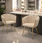 Set de 2 Sillas Manicure Profesionales Trenzada con Base Dorada para Uñas Salón de Belleza  - Miniatura 1