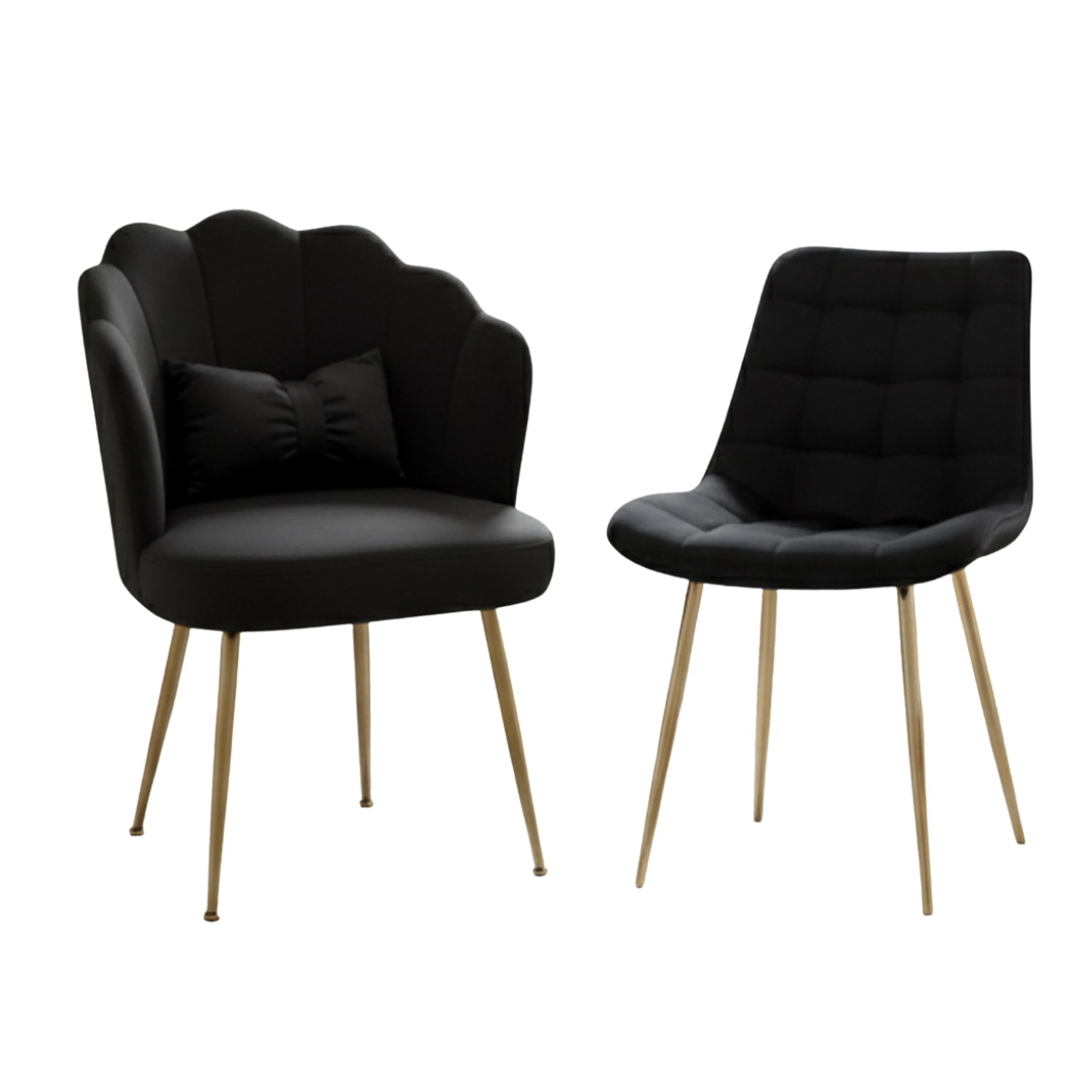 Set 2 Sillas Manicure Profesionales Fijas con Patas Doradas para Uñas y Salón de Belleza 2