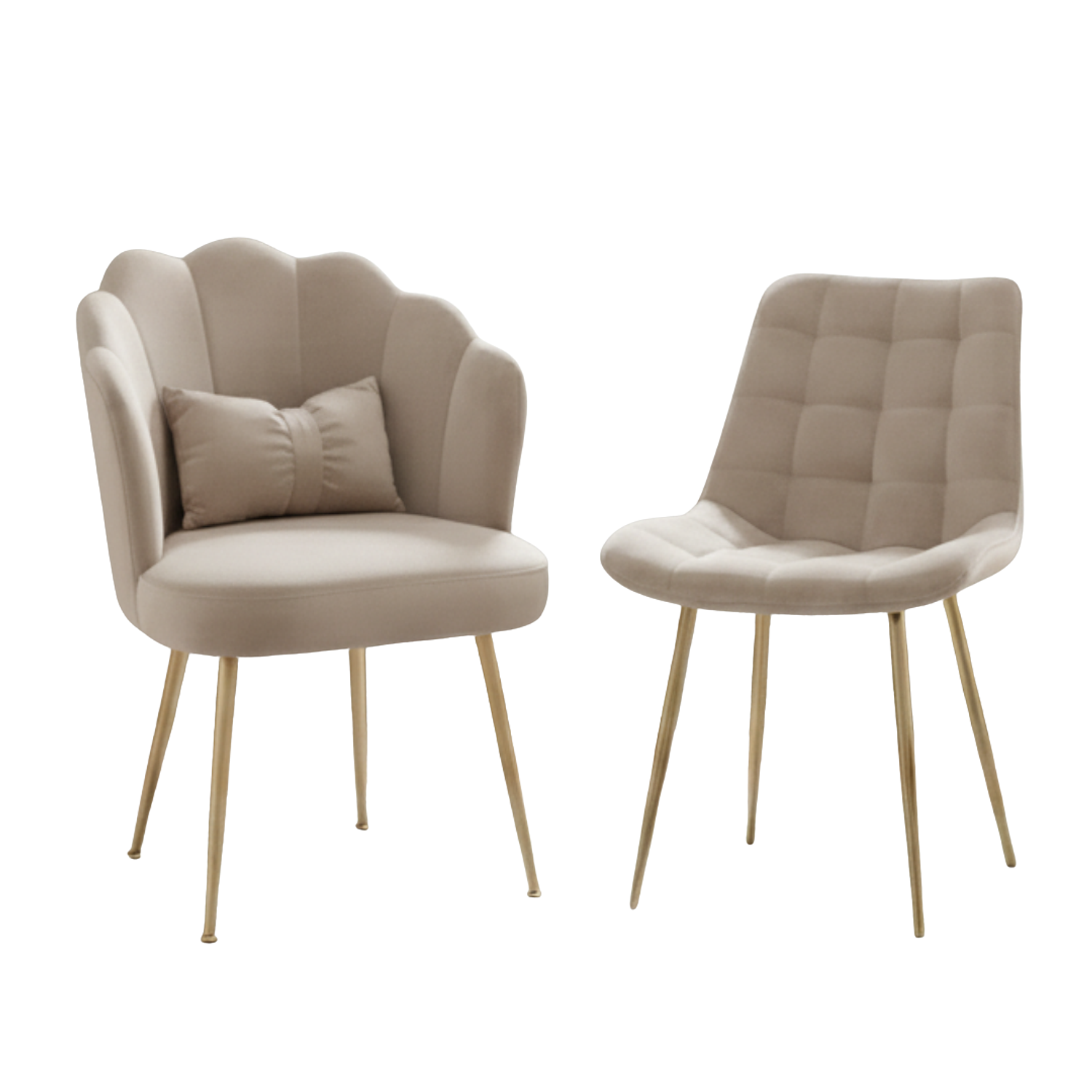 Set 2 Sillas Manicure Profesionales Fijas con Patas Doradas para Uñas y Salón de Belleza 4