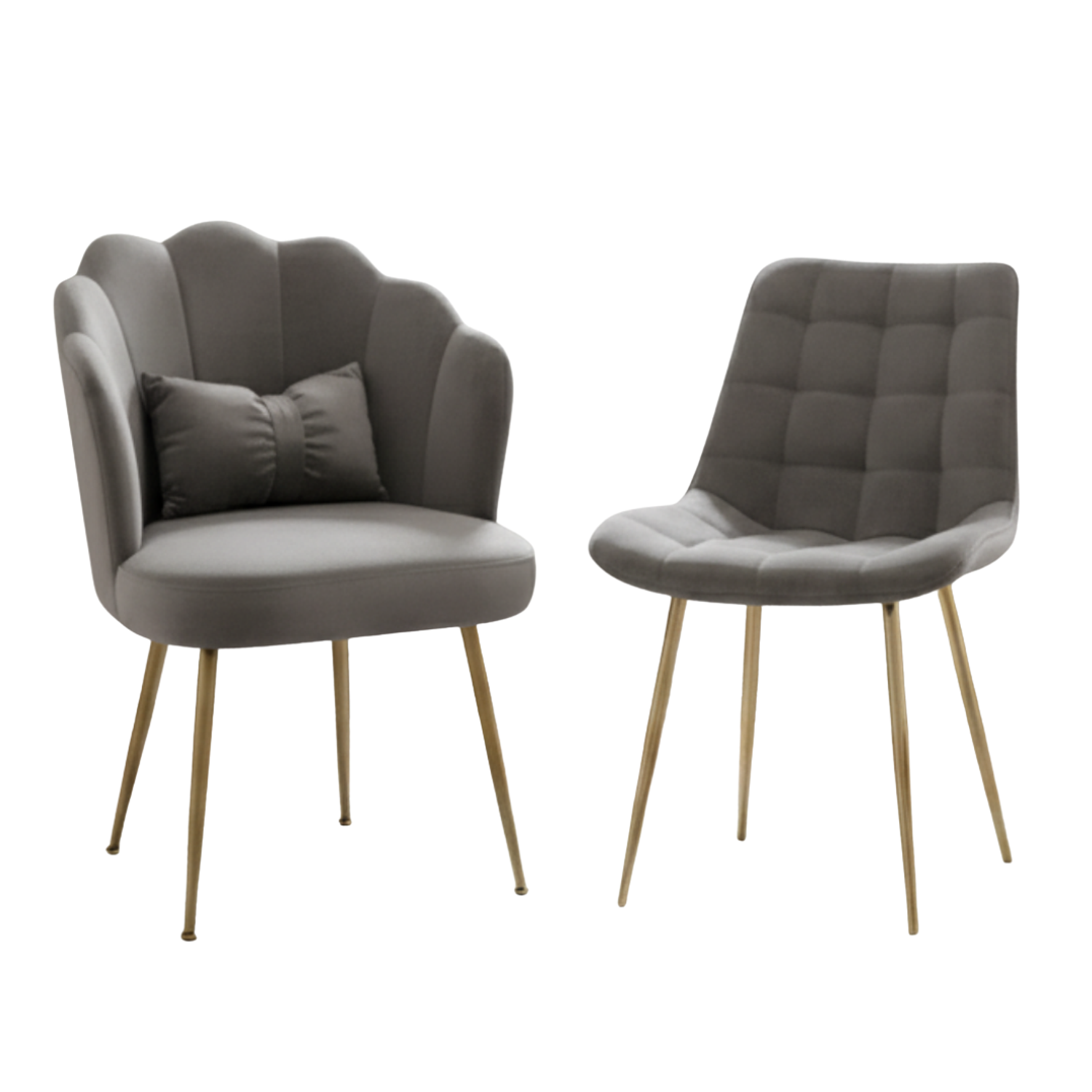 Set 2 Sillas Manicure Profesionales Fijas con Patas Doradas para Uñas y Salón de Belleza 6