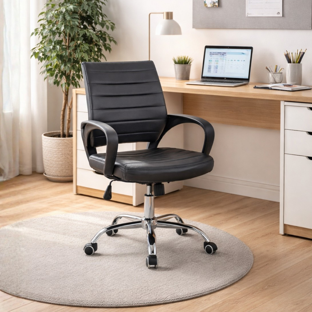 Silla de Escritorio Semi Ergonómica Ejecutiva con Ruedas para Oficina y Home Office