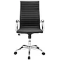 Silla de Oficina Ejecutiva Negra con Brazos Cromados y Ruedas - Miniatura 2