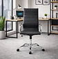 Silla de Oficina Ejecutiva Negra con Brazos Cromados y Ruedas - Miniatura 3