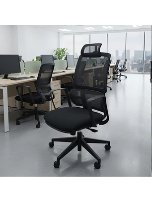 Silla de Oficina Profesional Ergonómica Ejecutiva con Respaldo Alto y Apoyacabeza