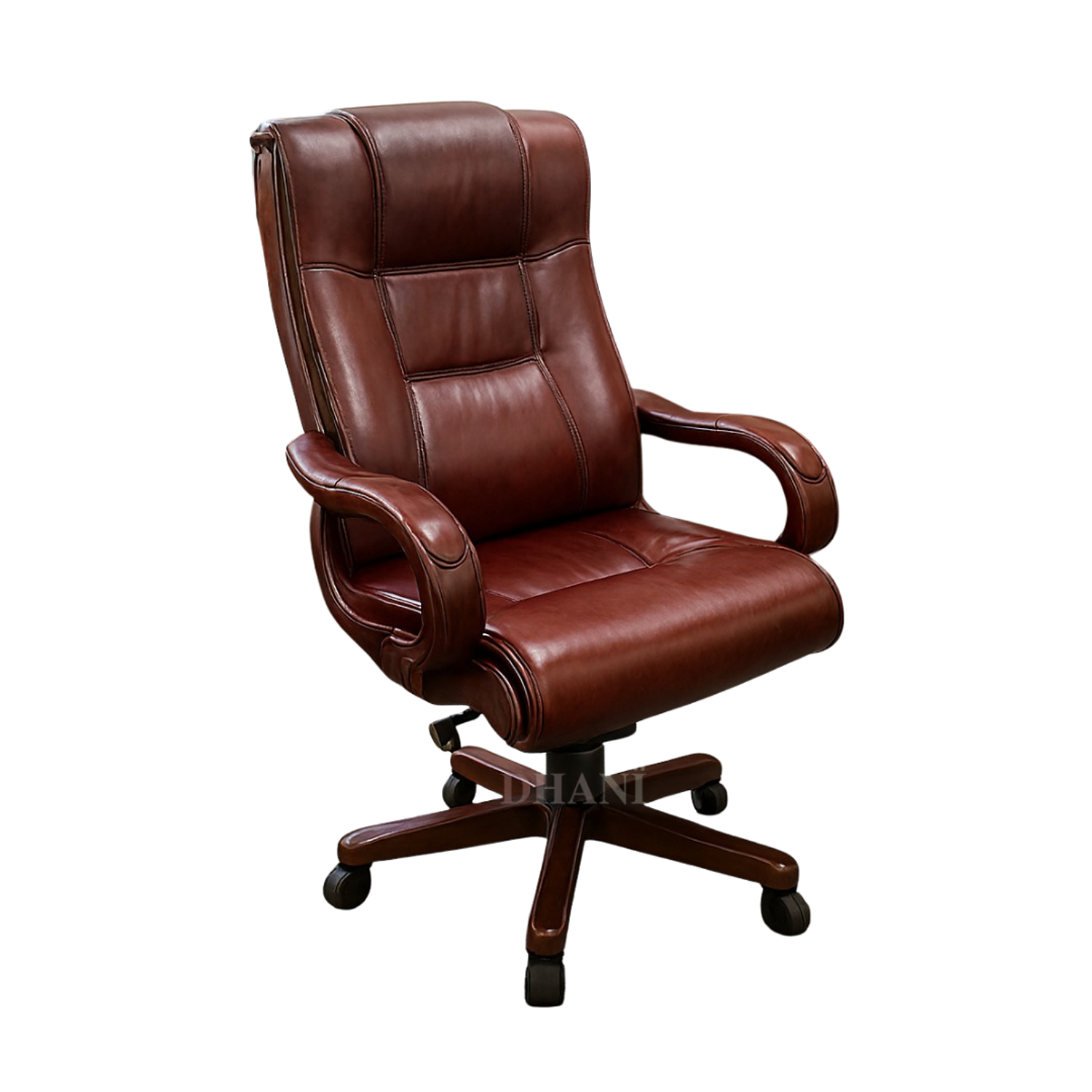 Silla de Escritorio Gerencial Ergonómica Ejecutiva en Ecocuero con Base de Madera para Oficina 3