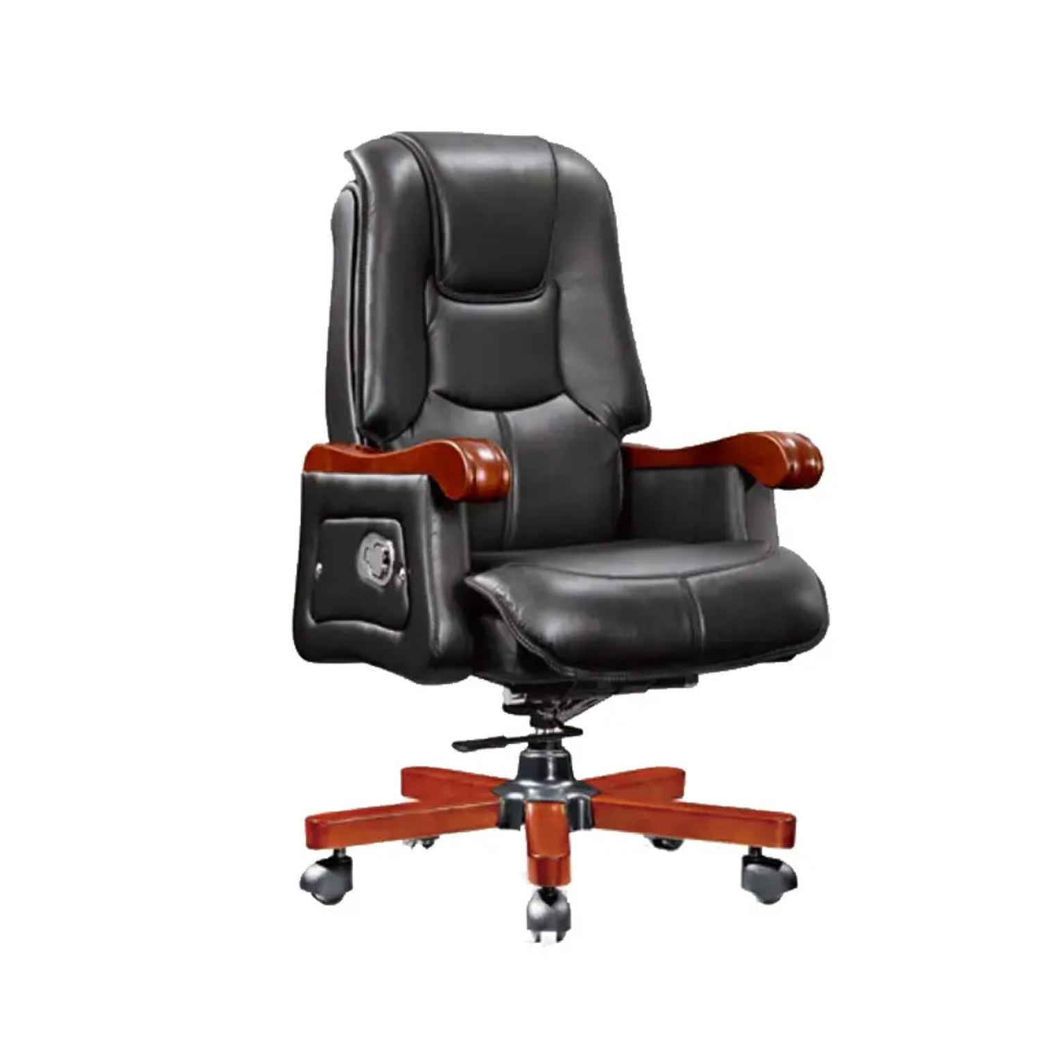 Silla Gerencial Ejecutiva Ergonómica con Base de Madera para Oficina con Soporte Lumbar 3