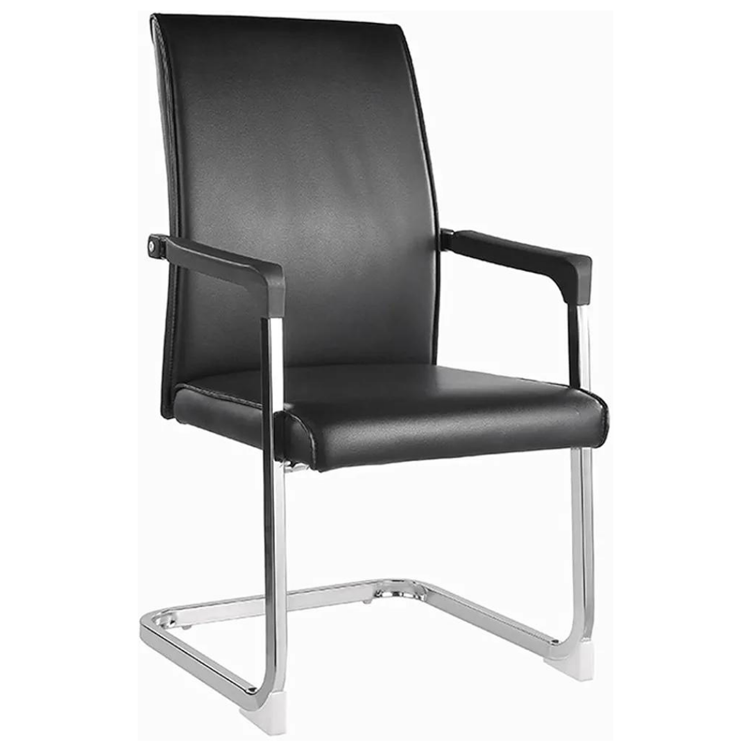 Silla de Escritorio Ejecutiva Fija en Eco Cuero Negro Ergonómica para Oficina y Reunión 3