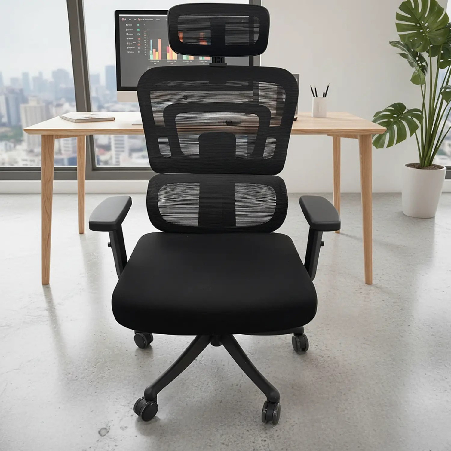 Sillas de Escritorio Ejecutiva para Oficina Negra con Apoya Cabeza  2