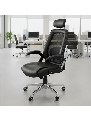 Silla de Escritorio Ejecutiva Negra Ergonómica con Apoyacabeza – Sillón Gerencial para Oficina