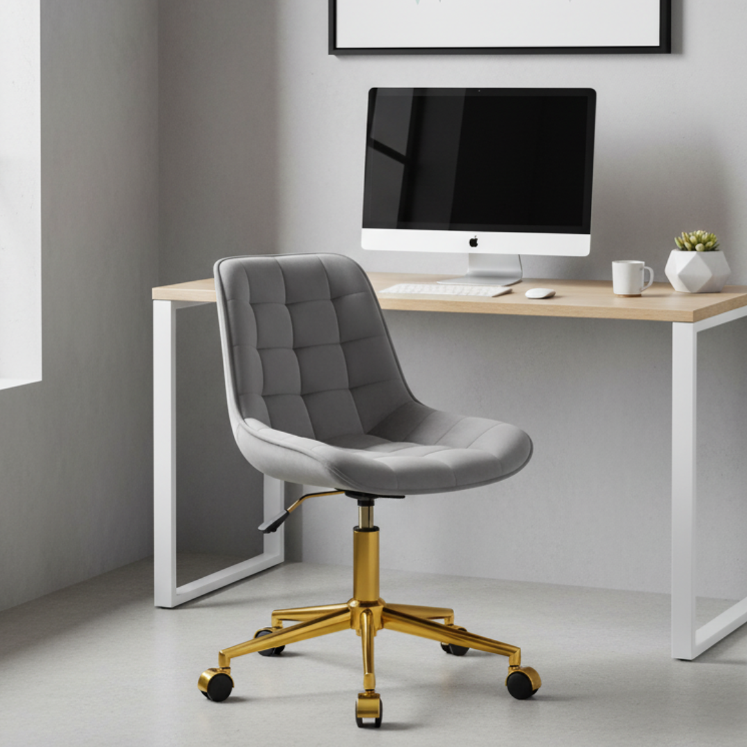 Silla de Escritorio Ejecutivas y Oficina Capitoné Ergonómica Gold –Sillones Gerenciales Modernos 1