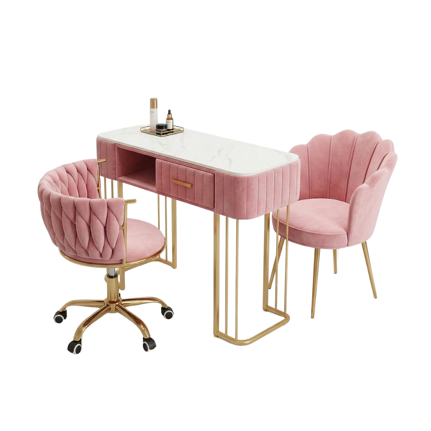 Set de Manicura Profesional Completo con Mesa de Uñas y 2 Sillas de Manicura Profesional 2